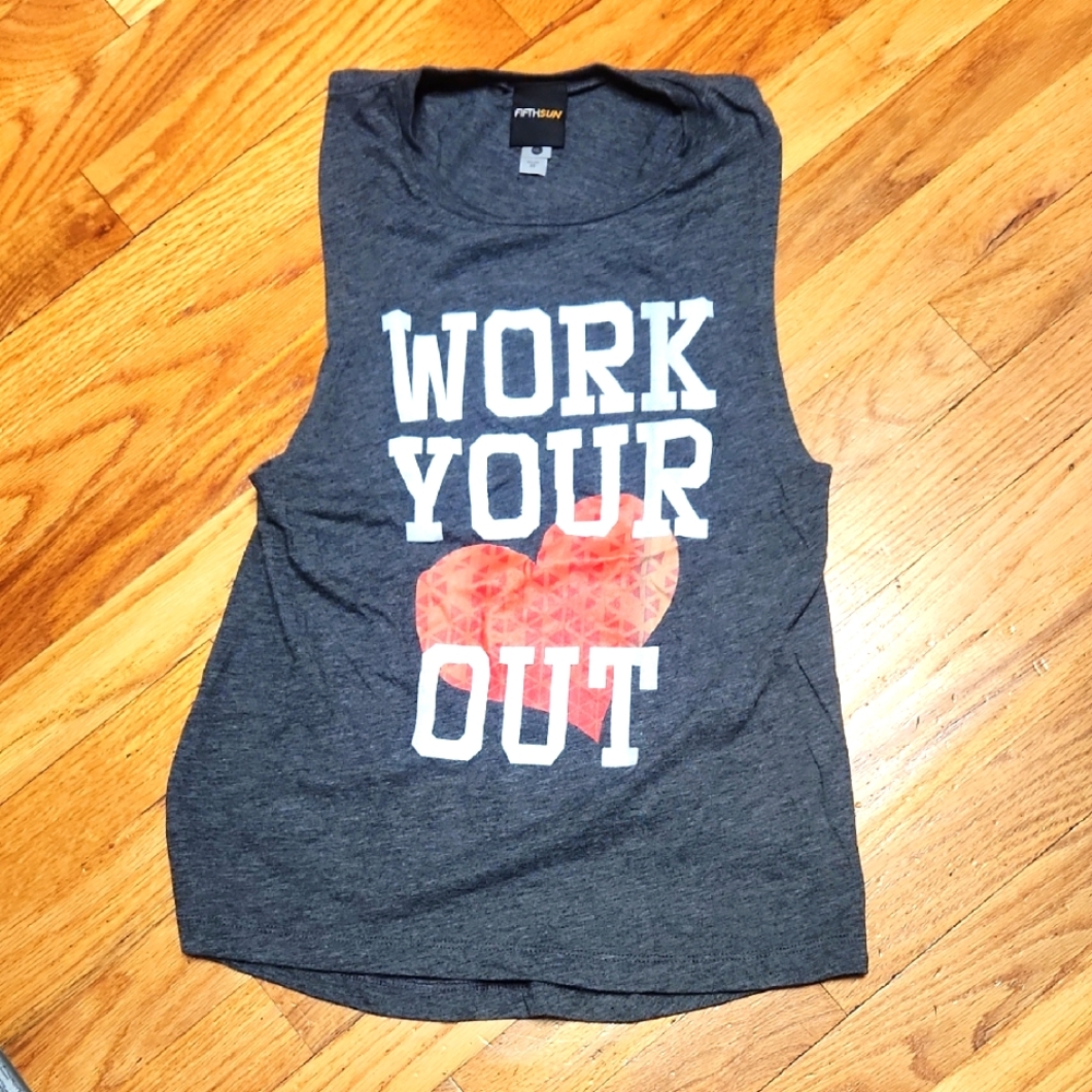 Gray Graphic Workout Tank Top XS, EUC
